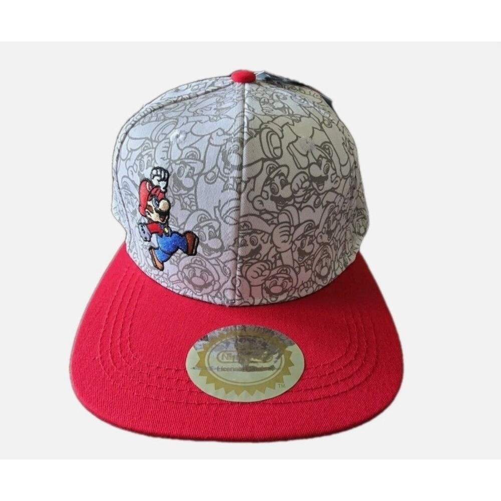 Nintendo Super Mario Bros Yoshi Snapback Brimmed Hat Cap Red Adjustable